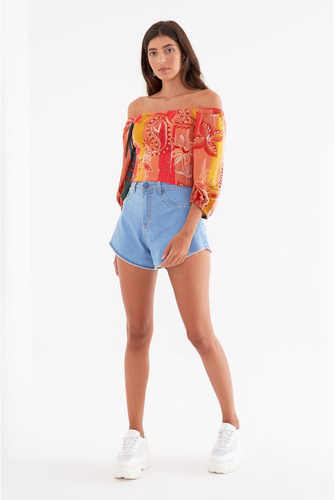 short godê jeans claro