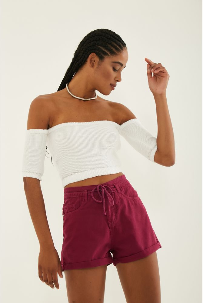 cropped tricot ombro a ombro
