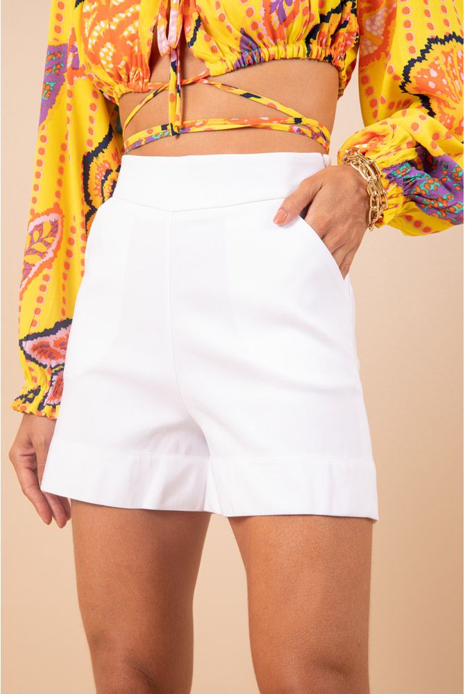 Short cintura 2024 alta branco